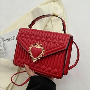 Quilted Crown & Heart Decor Square Bag